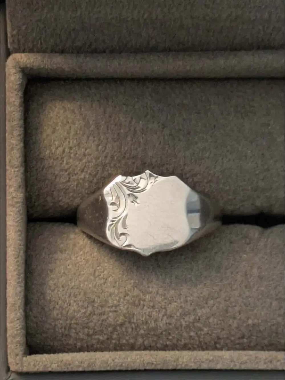 antique british sterling silver shield signet ring